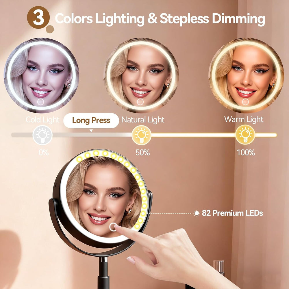 20X Magnifying Mirror with Lights and Storage, Double Sided Vanity Mirror