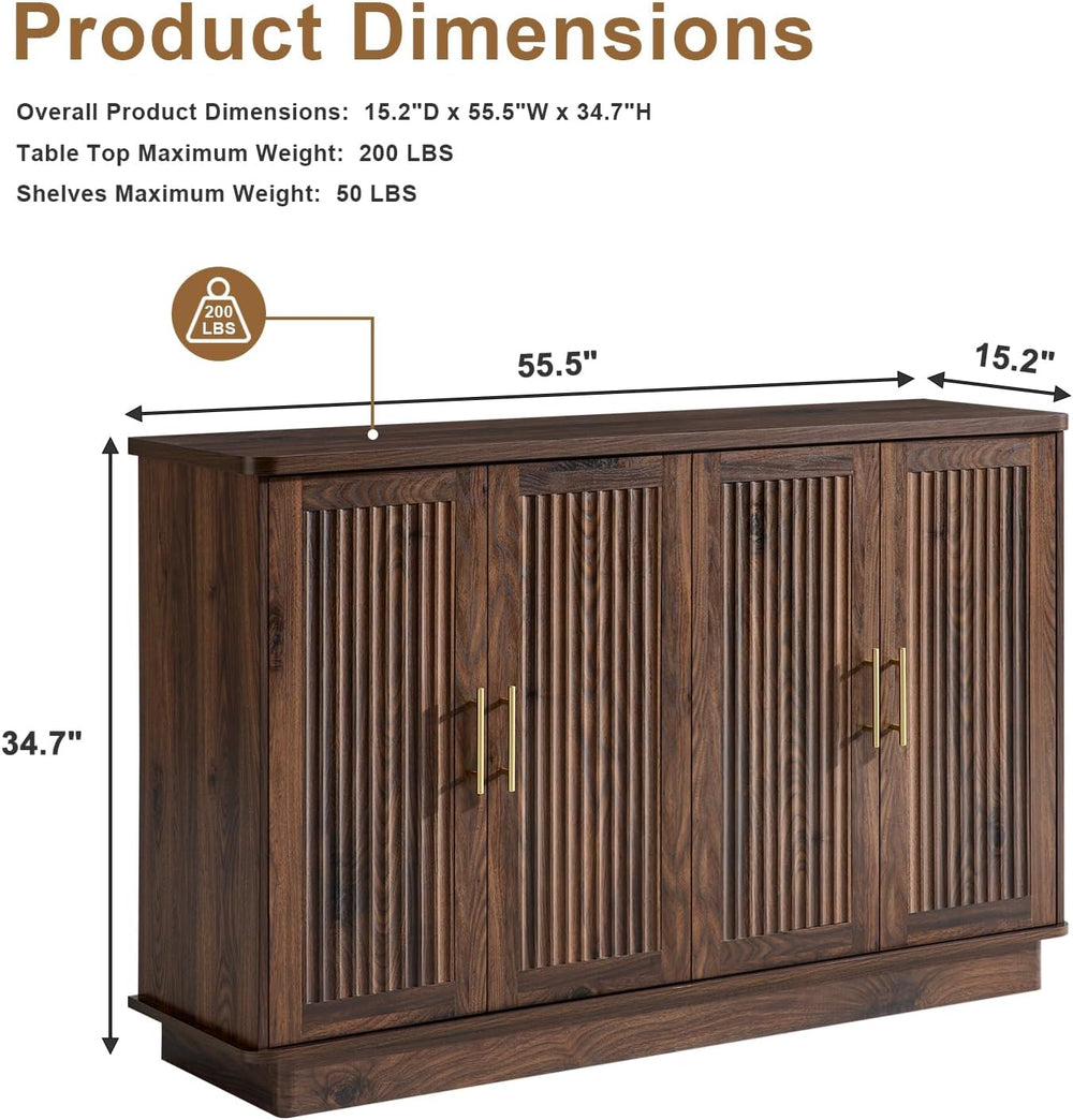 Okvnbjk Modern Sideboard Buffet Cabinet with Storage, Walnut