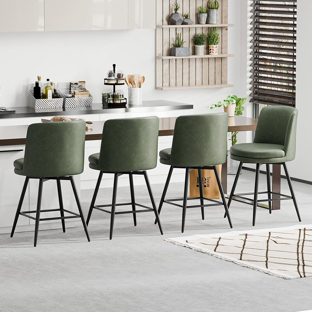 VINGLI 26" H Swivel Barstools Set of 1, PU Faux Leather Upholstered Coun...