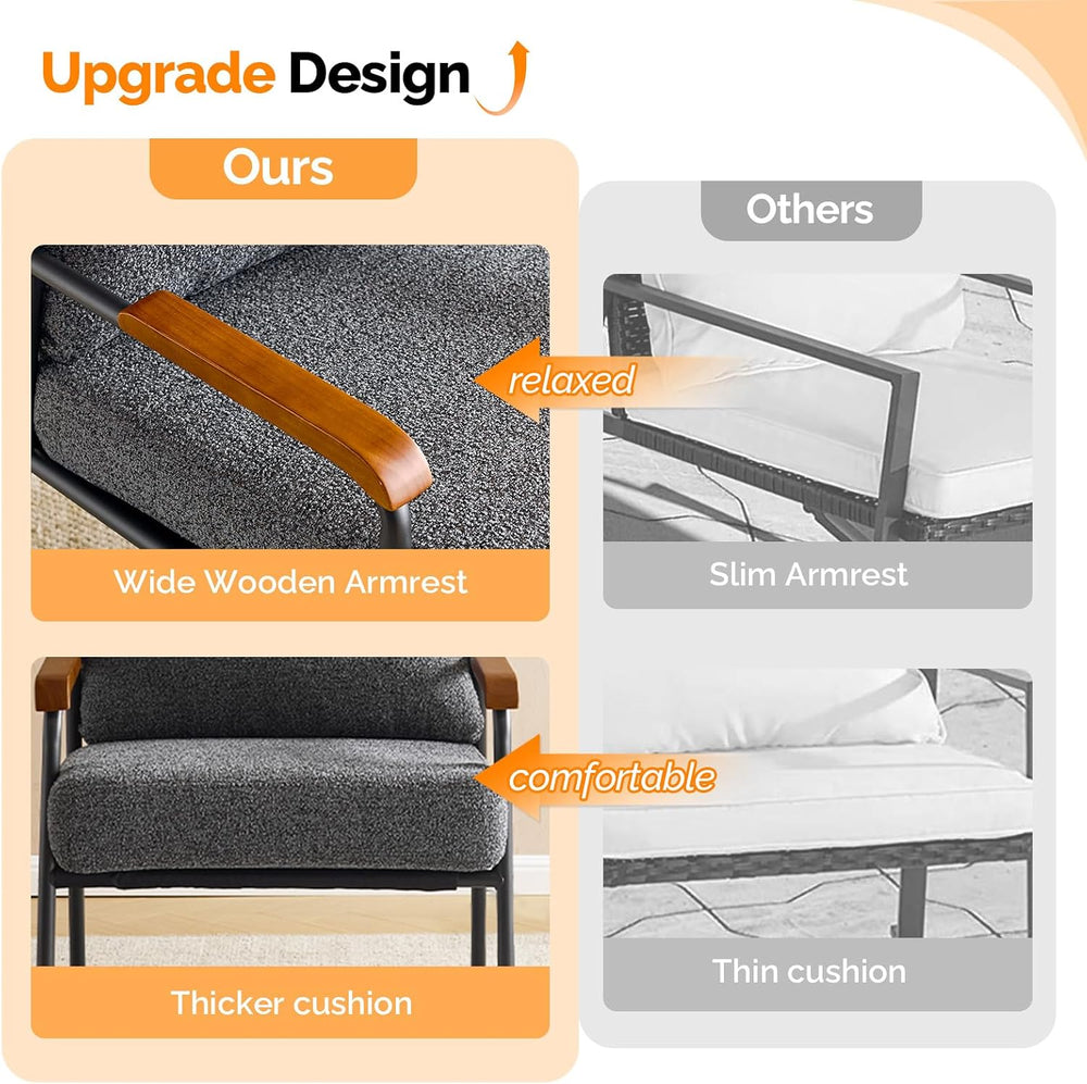 VINGLI Mid-Century Modern Accent Armchiars Set of 2 for Small Space, Small Co...