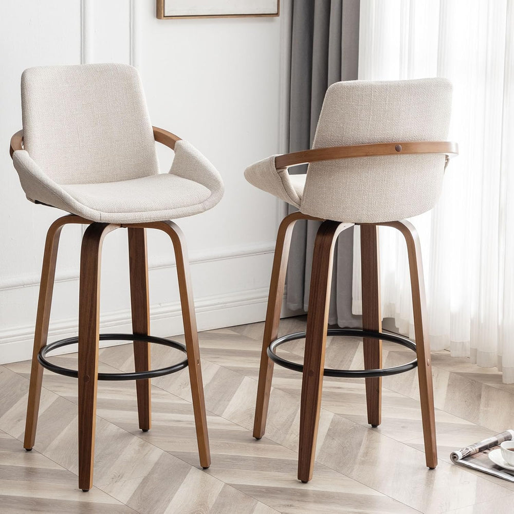 LUNLING 25.6" Counter Height Barstools Set of 2 Mid Century Modern Retro...