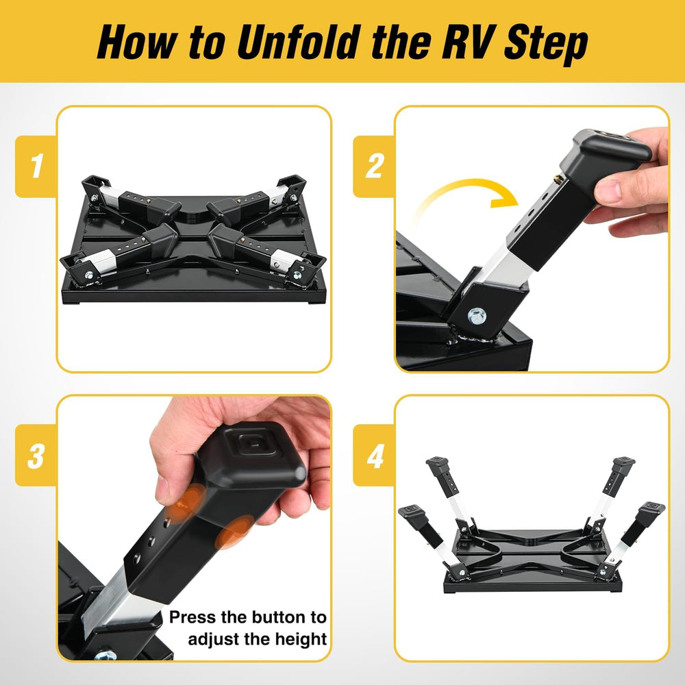 Nilight RV Steps Folding Aluminum Step Stool 16.5"x12" 4 Level Adju...
