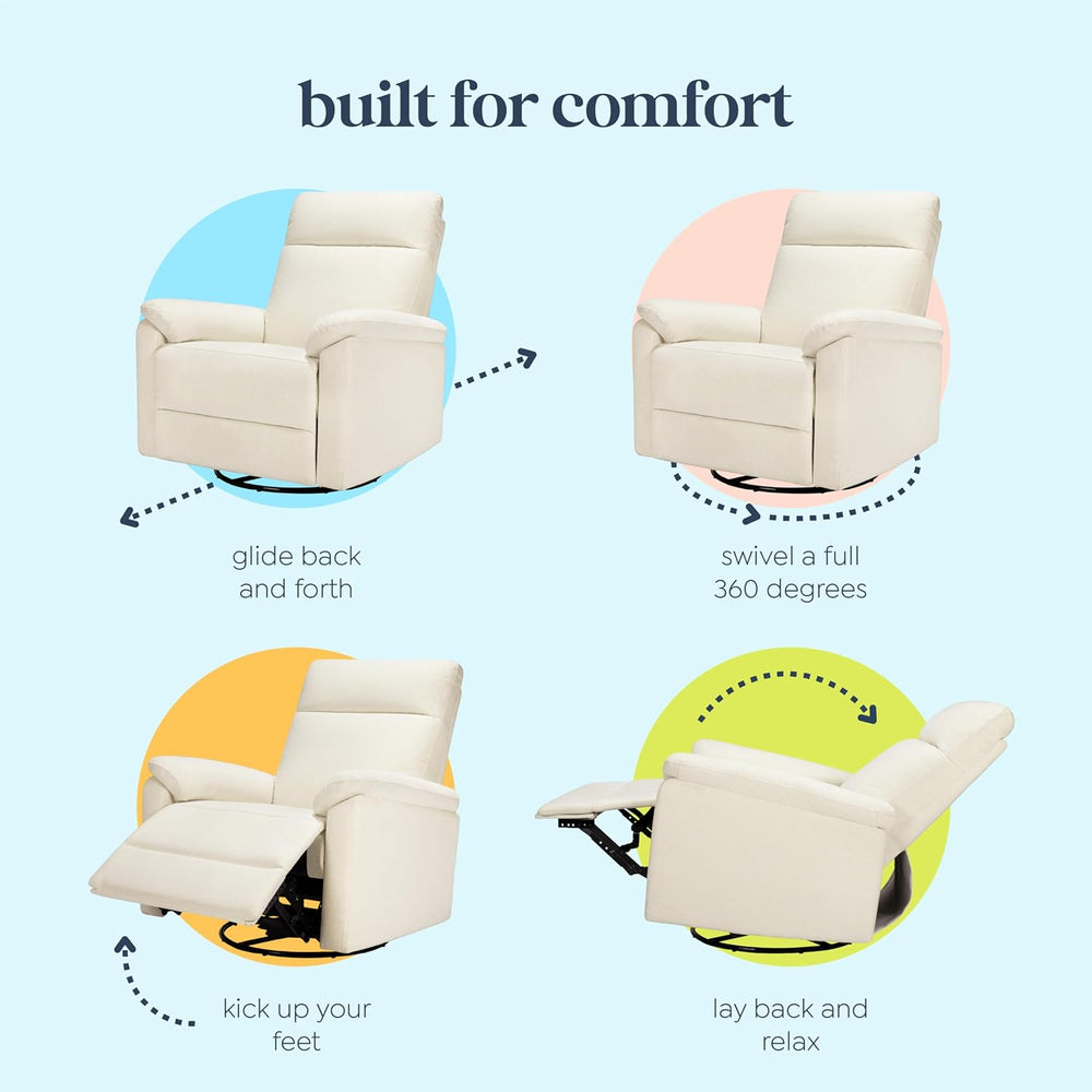 Davinci Suzy Recliner Glider w/ 360° Swivel, Manual, Vanilla