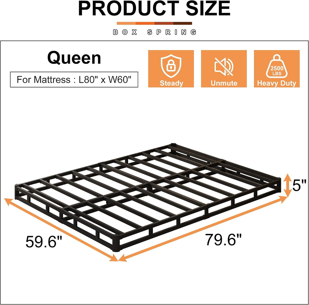 EMODA 5 Inch Box Spring Queen Size Mattress Foundation with Fabric Cover