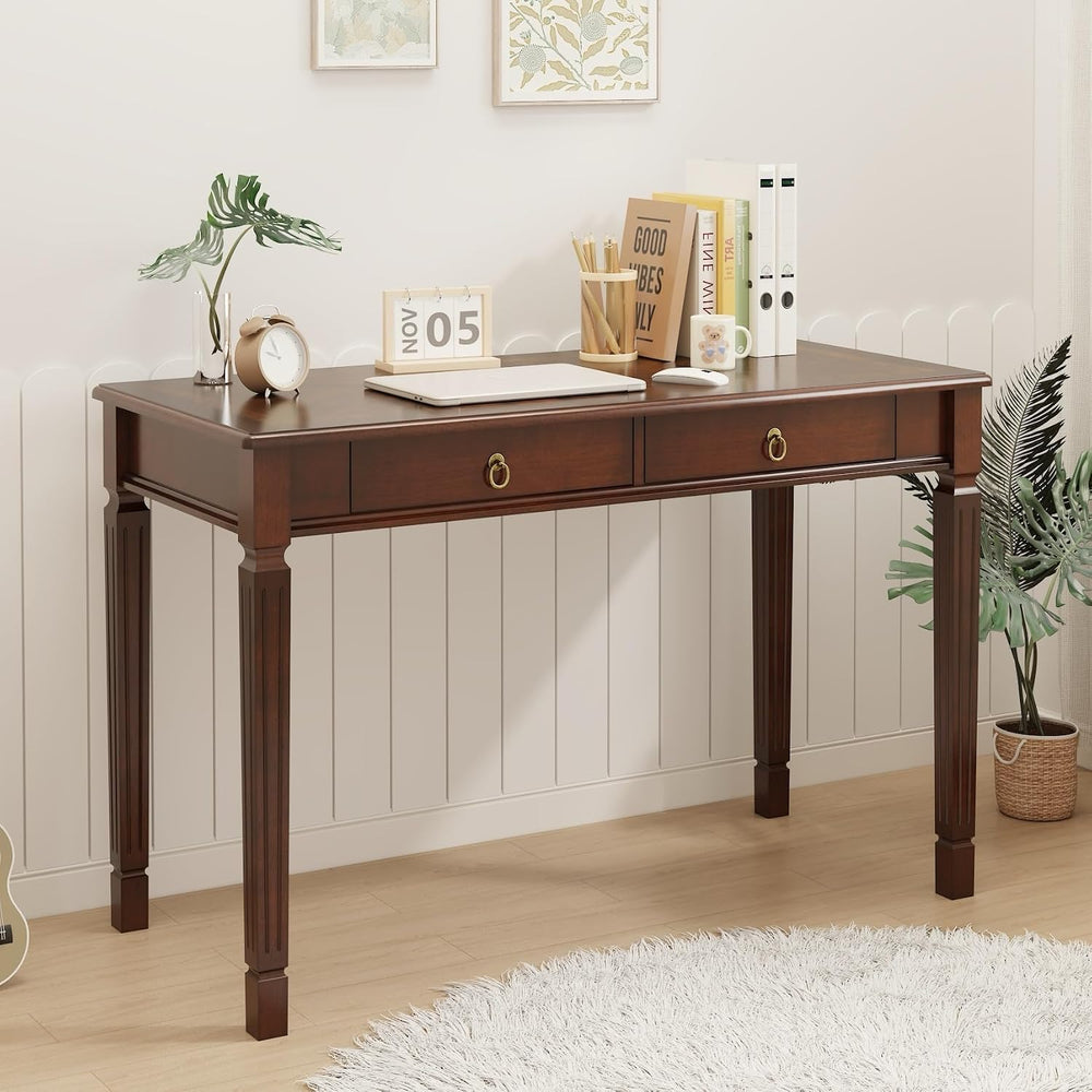 Computer Writing Desk with 2 Storage Drawers, 46"W French Provincial Cor...