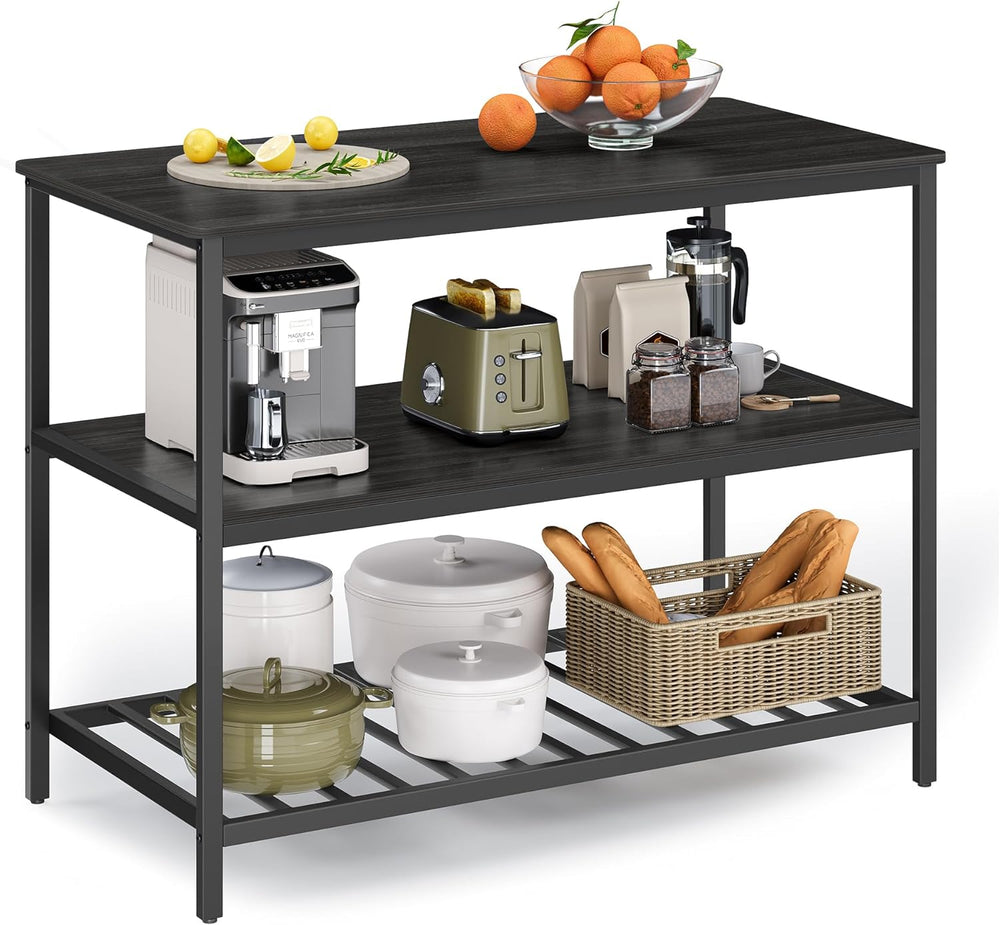 VASAGLE Kitchen Island with 3 Shelves, Storage Cabinet, Steel Structure