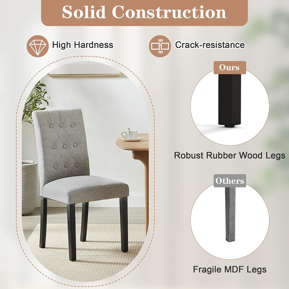 VECELO Upholstered Dining Chairs Set of 2, Button Tufted Back, Padded Seat, W...