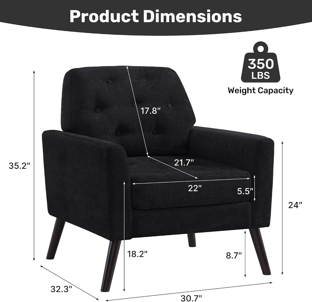Accent Chair for Living Room, Mid Century Modern Reading Chair, Upholstered A...