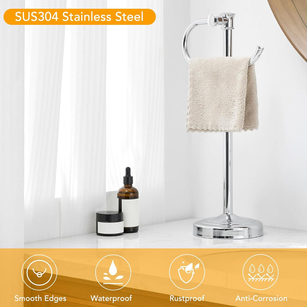 BESy Stand Hand Towel Holder, Countertop Towel Bar, Polished Chrome