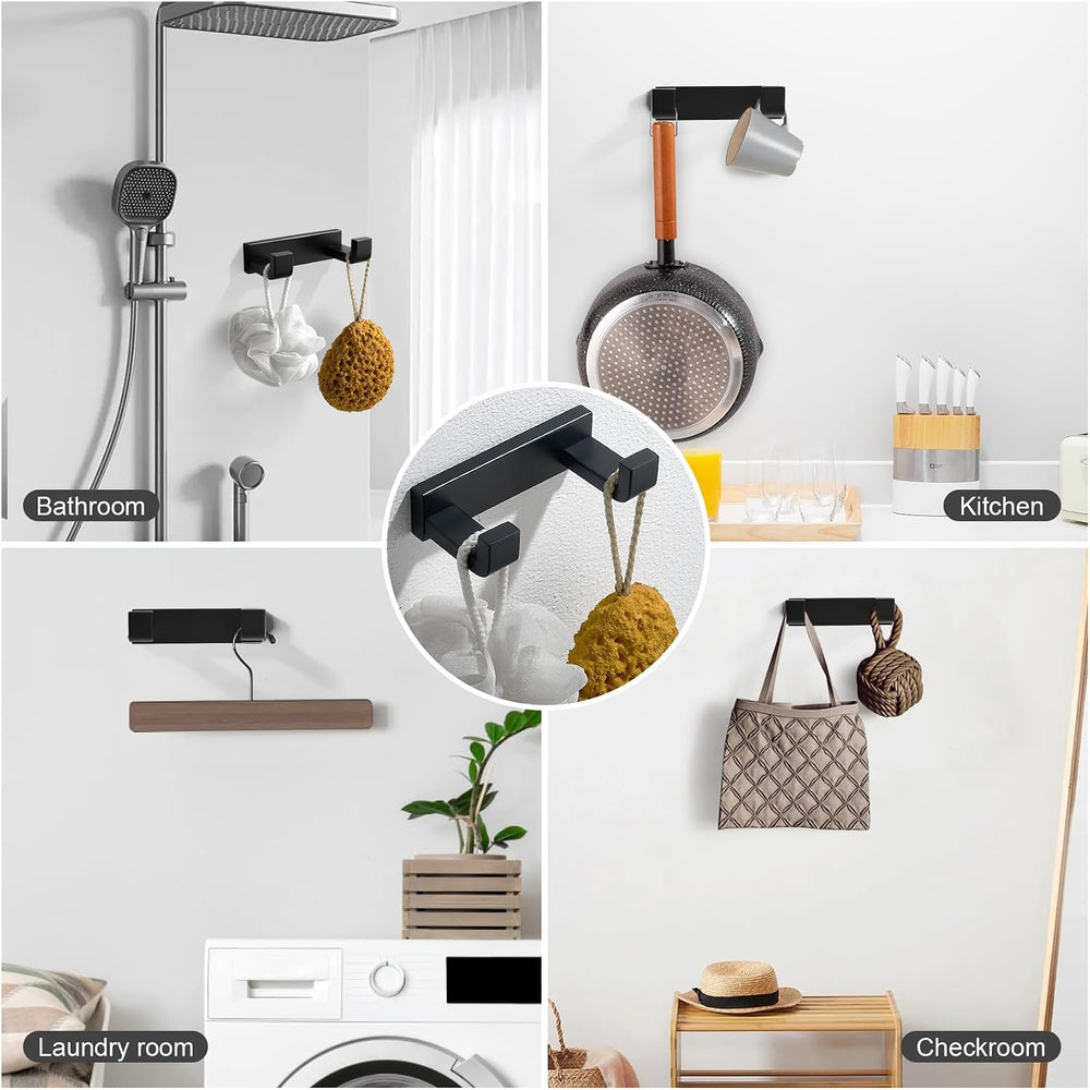 YACVCL 4-Piece Matte Black Bathroom Hardware Accessories Set, Bath Towel Bar ...