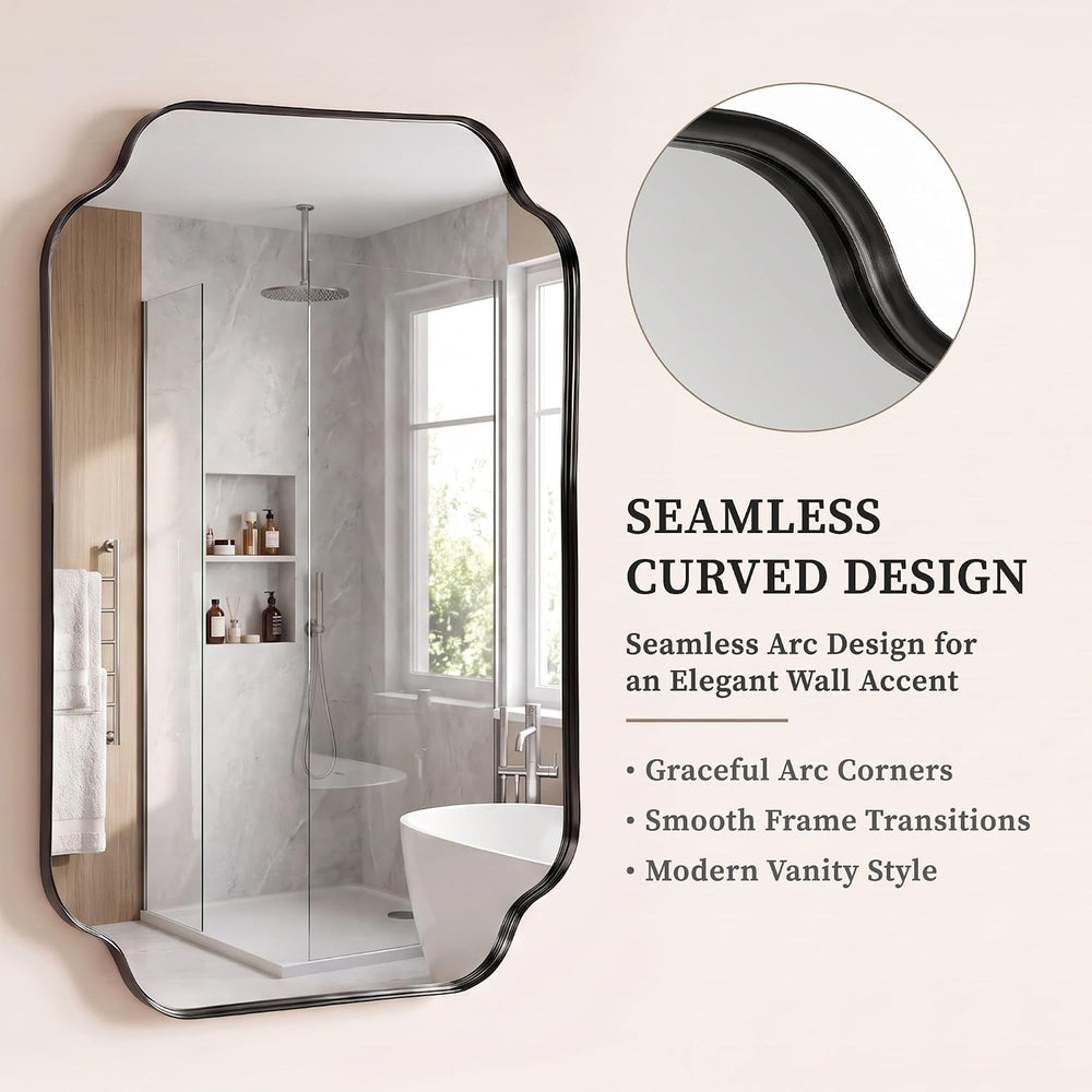 Suidia 30"x36" Bathroom Mirror for Wall, Scalloped Vanity Mirror, B...