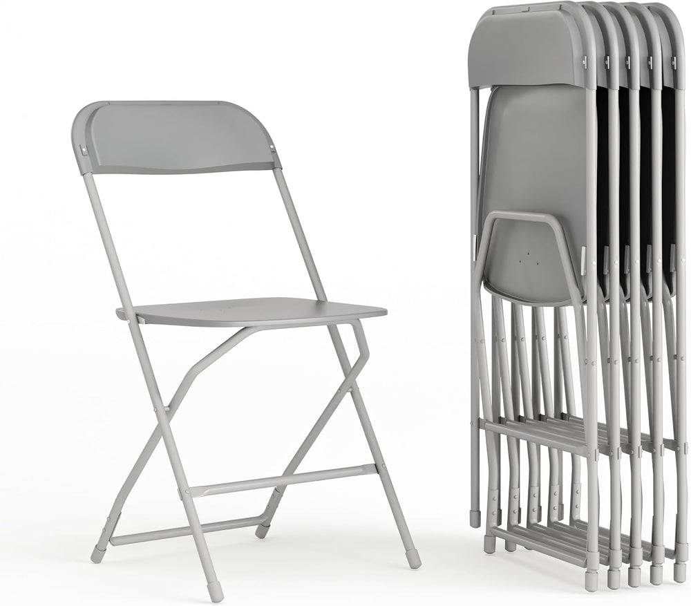 Flash Furniture Hercules Plastic Folding Event Chair, Gray, 6-Pack