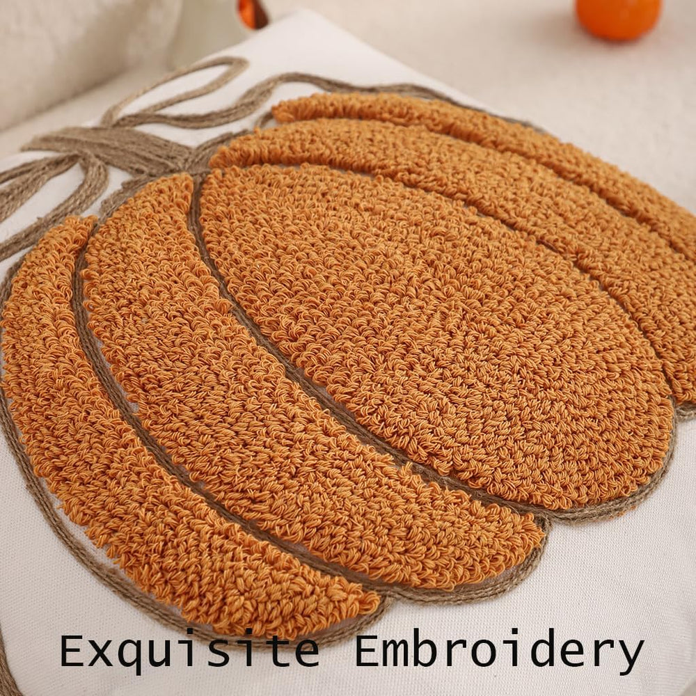 Fall Pillow Covers 18x18 Set of 2 Halloween Decor Orange Pumpkin