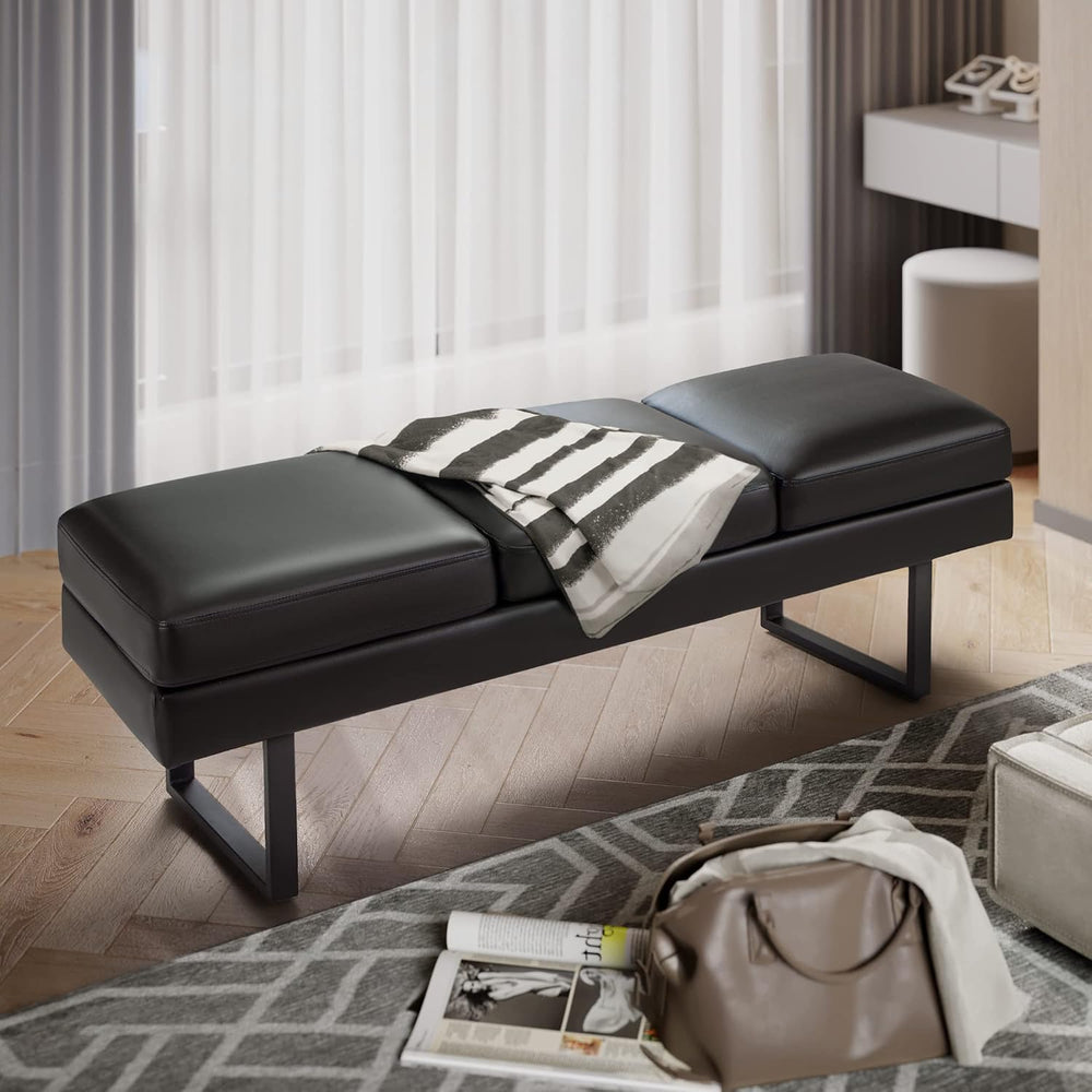 Furmax Waiting Room Chairs Faux Leather Office Guest Chair, 59.6 Inches Confe...