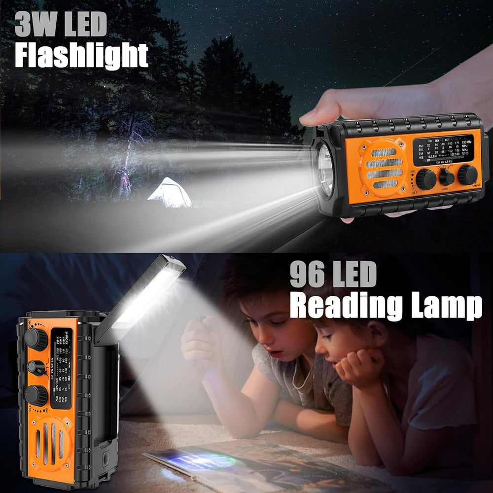QAUYYW Solar Hand Crank Emergency Radio, 20000mAh AM FM NOAA Weather Radio