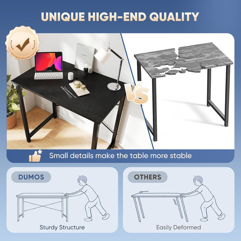 DUMOS 32 Inch Small Computer Desk, Home Office Desks for Bedroom, Black