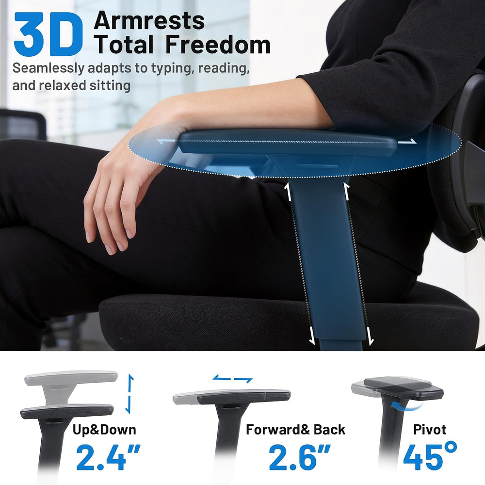 Ergonomic Office Desk Chair, High Back Breathable Mesh Computer Chair, 3D Lum...