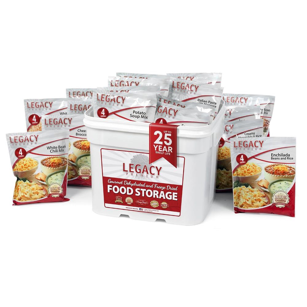 Legacy Food Storage 120 Serving Emergency Food Supply Bucket, 15 Entrees, 45,...