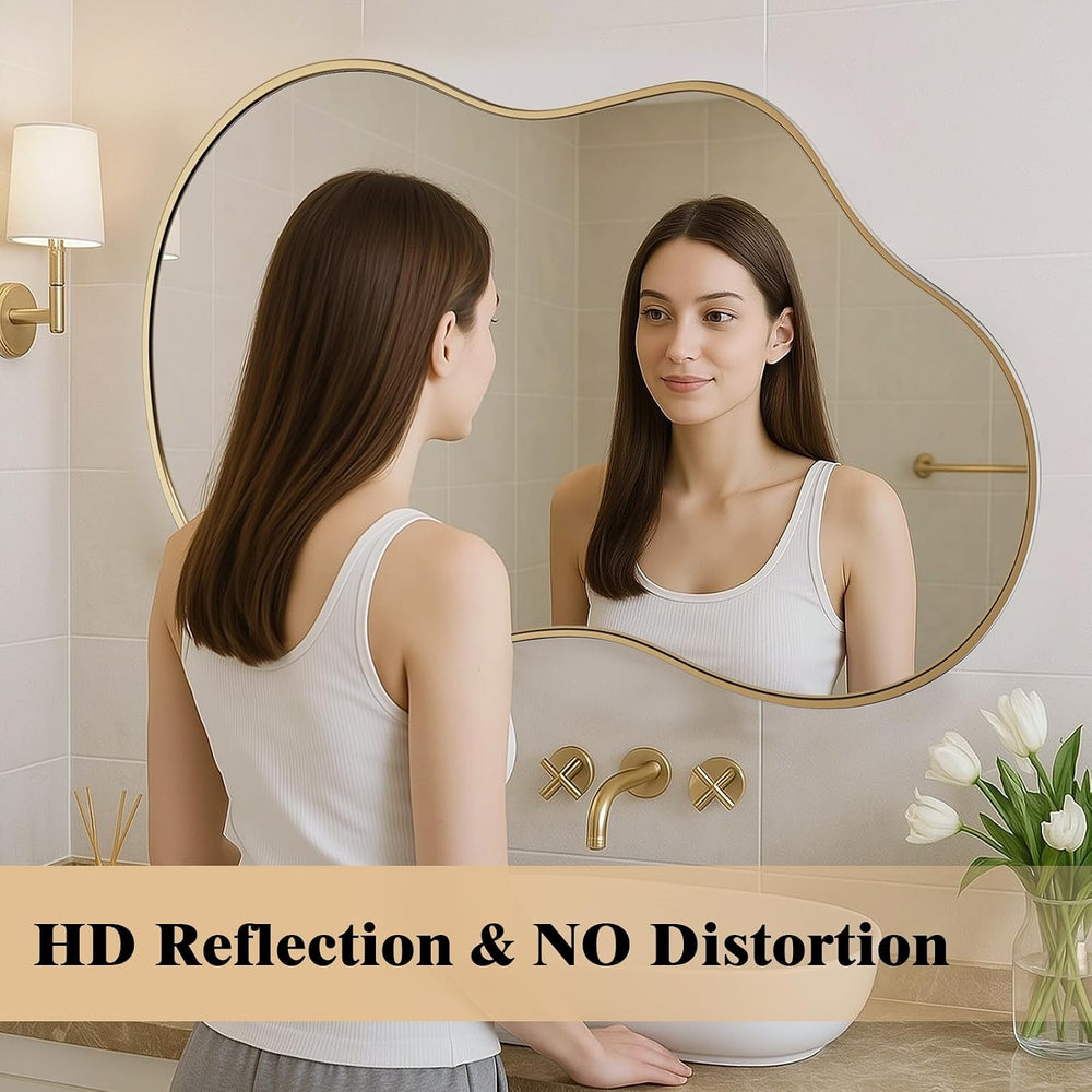 WEER Gold Irregular Wall Mirror for Bathroom 20X36 Inch