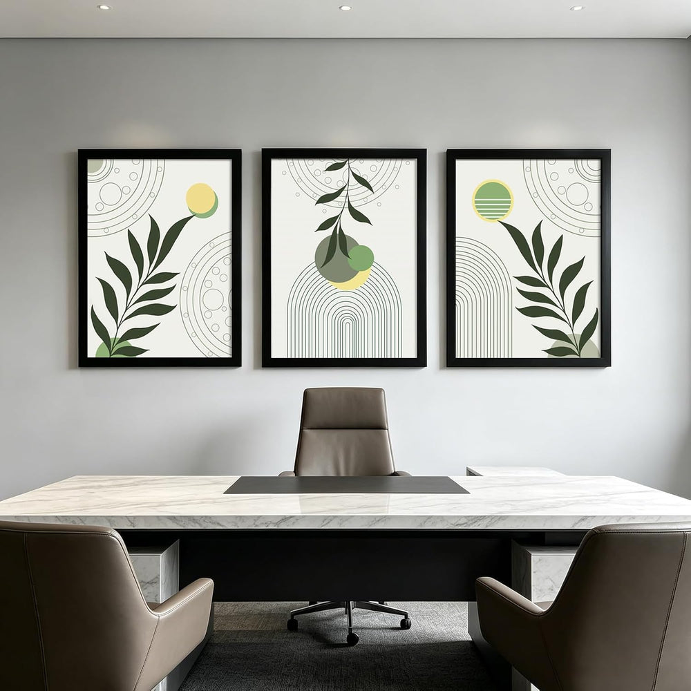 Black Framed Boho Abstract Canvas Wall Art Set 3-12×16 inch