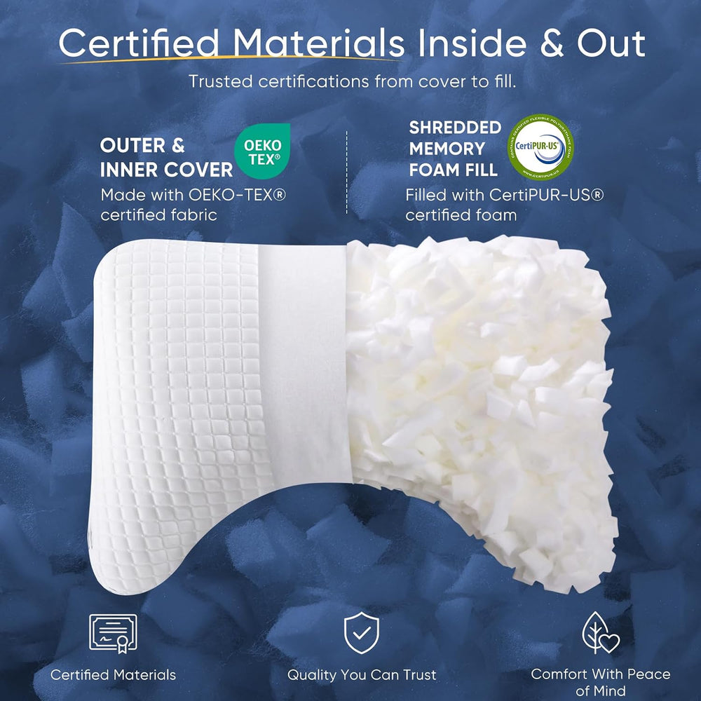 QUTOOL Cooling Crescent Side Sleeper Pillow, Adjustable Loft, Queen Size