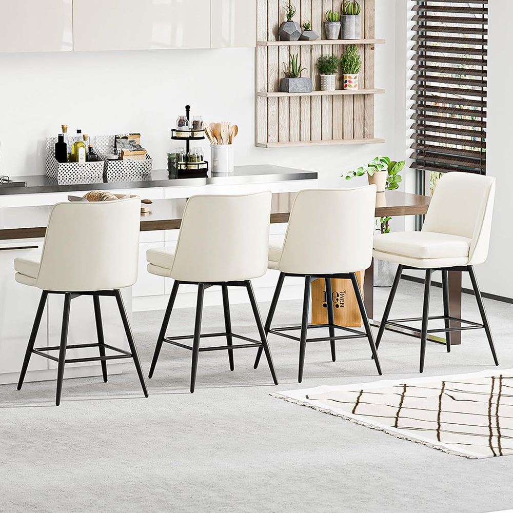VINGLI 26" H Swivel Barstools Set of 1, PU Faux Leather Upholstered Coun...