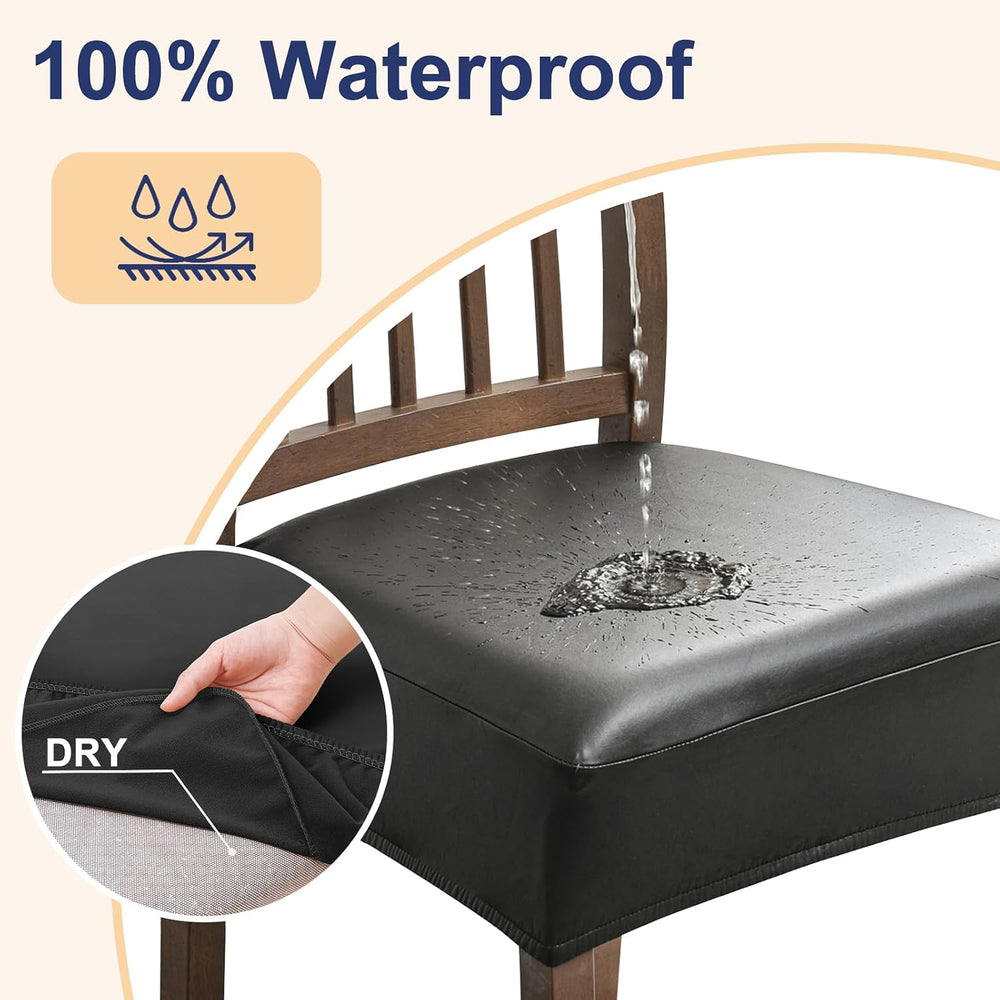Smiry Waterproof Pu Leather Seat Covers for Dining Room Chairs Set of 4