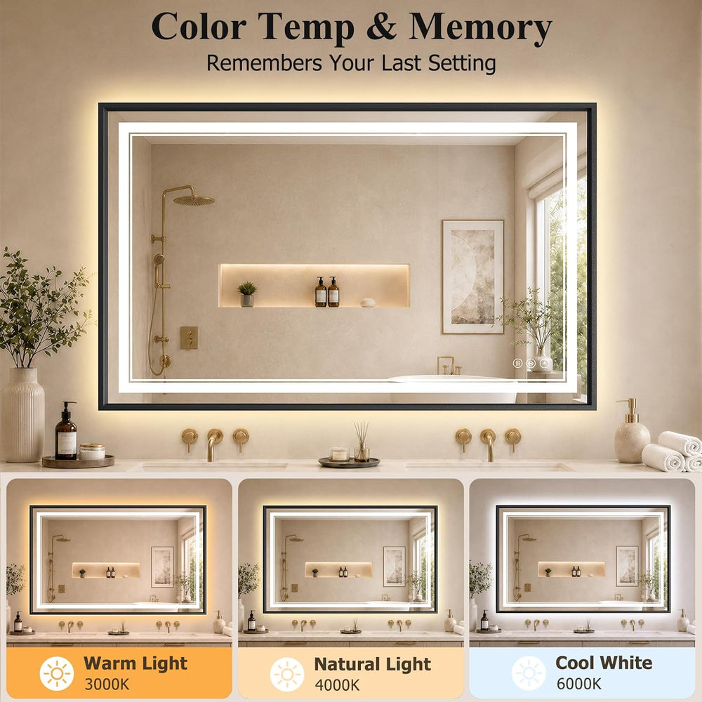 30"x48" LED Bathroom Mirror with Lights, Backlit + Front Lit, Anti-Fog