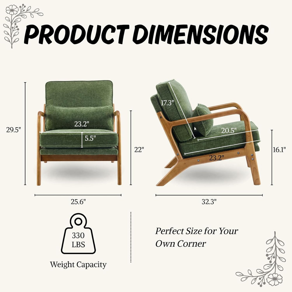 Karl home Mid-Century Modern Accent Reading Chair, Olive Green