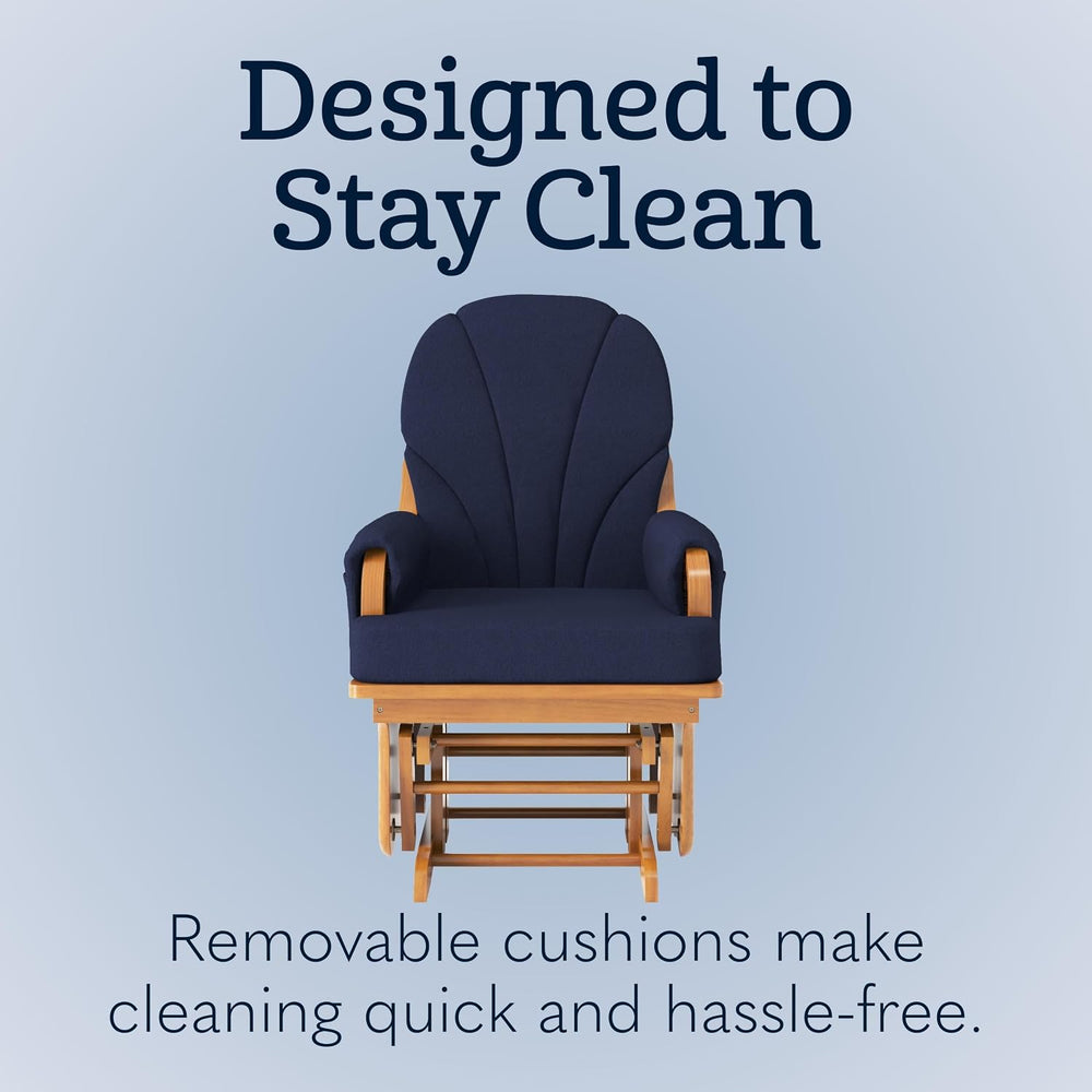 Foundations Lullaby Wood Base Glider Rocker Chair, Navy Polyester