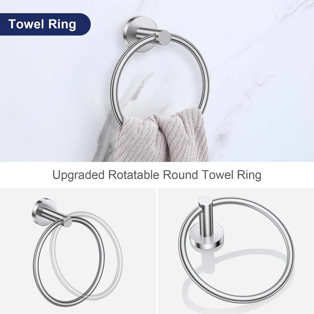 Lairuier 5-Piece Bathroom Hardware Set, Brushed Nickel Towel Bar Wall Mount