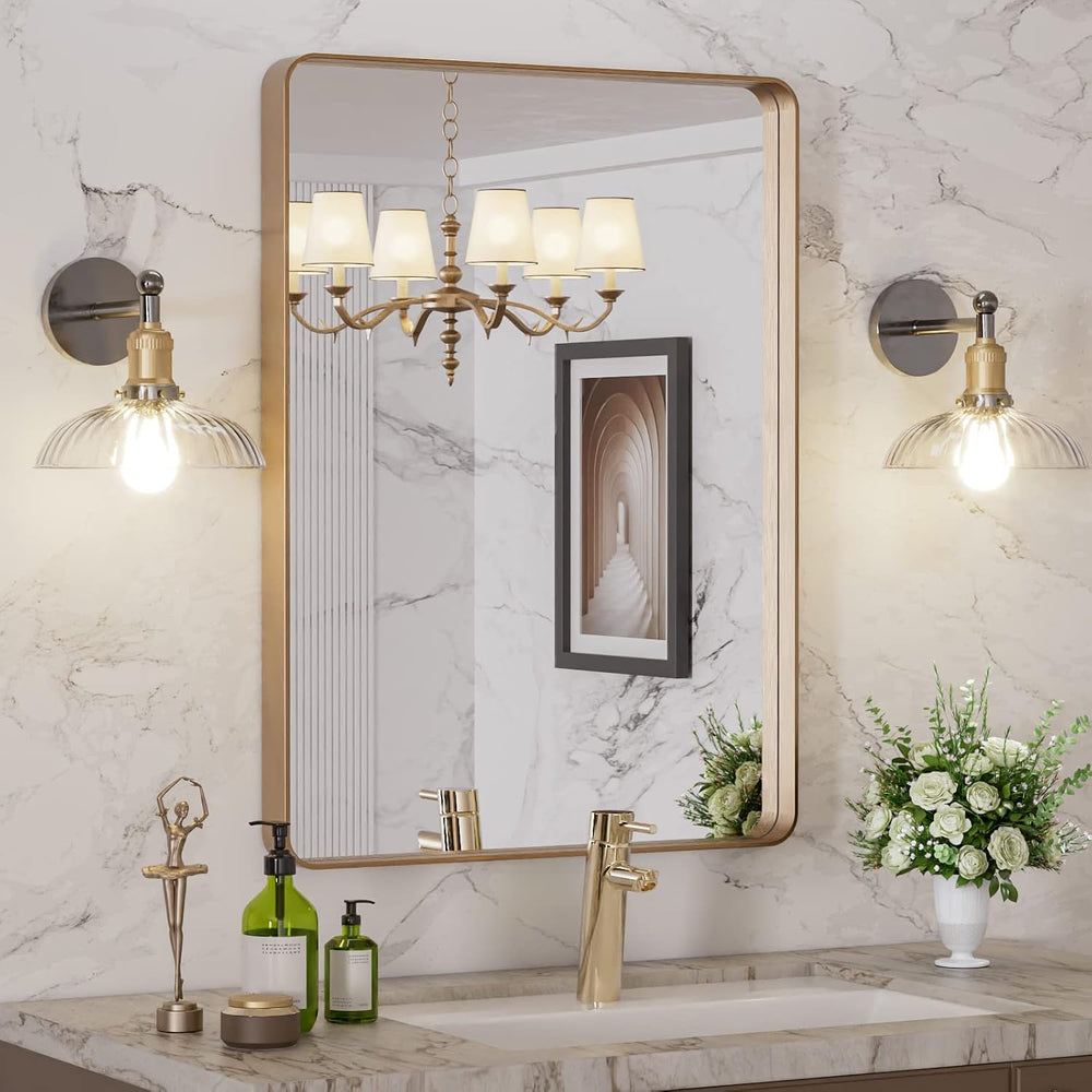LOAAO 22"X30" Gold Bathroom Mirror