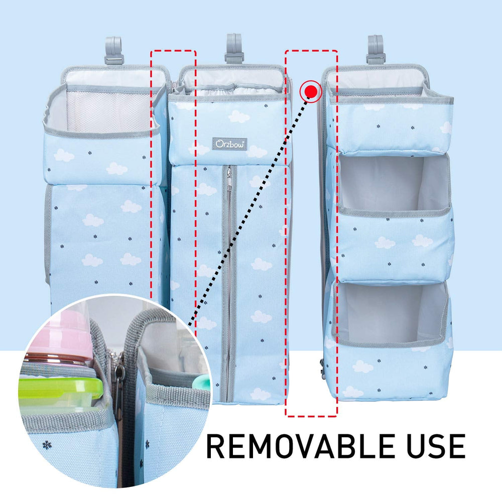 Orzbow 3-in-1 Hanging Diaper Caddy Organizer for Changing Table, Blue
