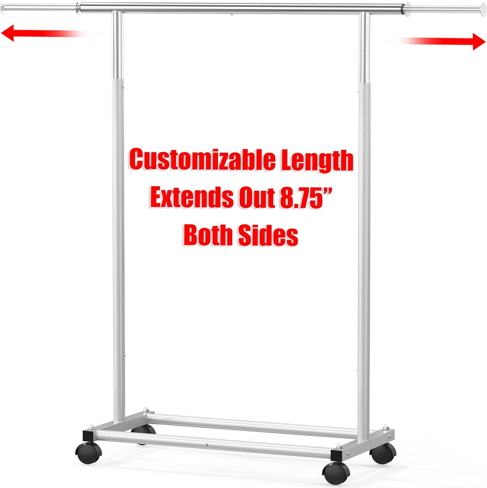 Simple Houseware Standard Rod Garment Clothing Rack, Silver