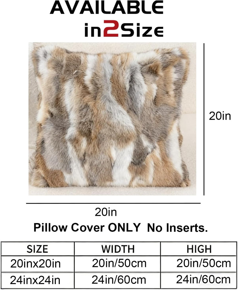 Rabbit Fur Throw Pillow Covers, 20x20 in Decorative Pillowcase