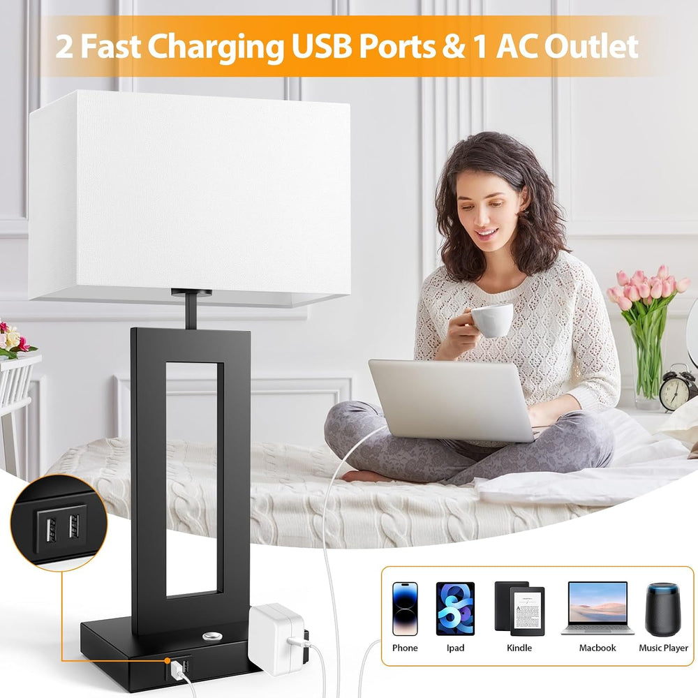 27.2’’ Tall Black Table Lamps for Living Room Bedroom, Bedside Touch Control ...