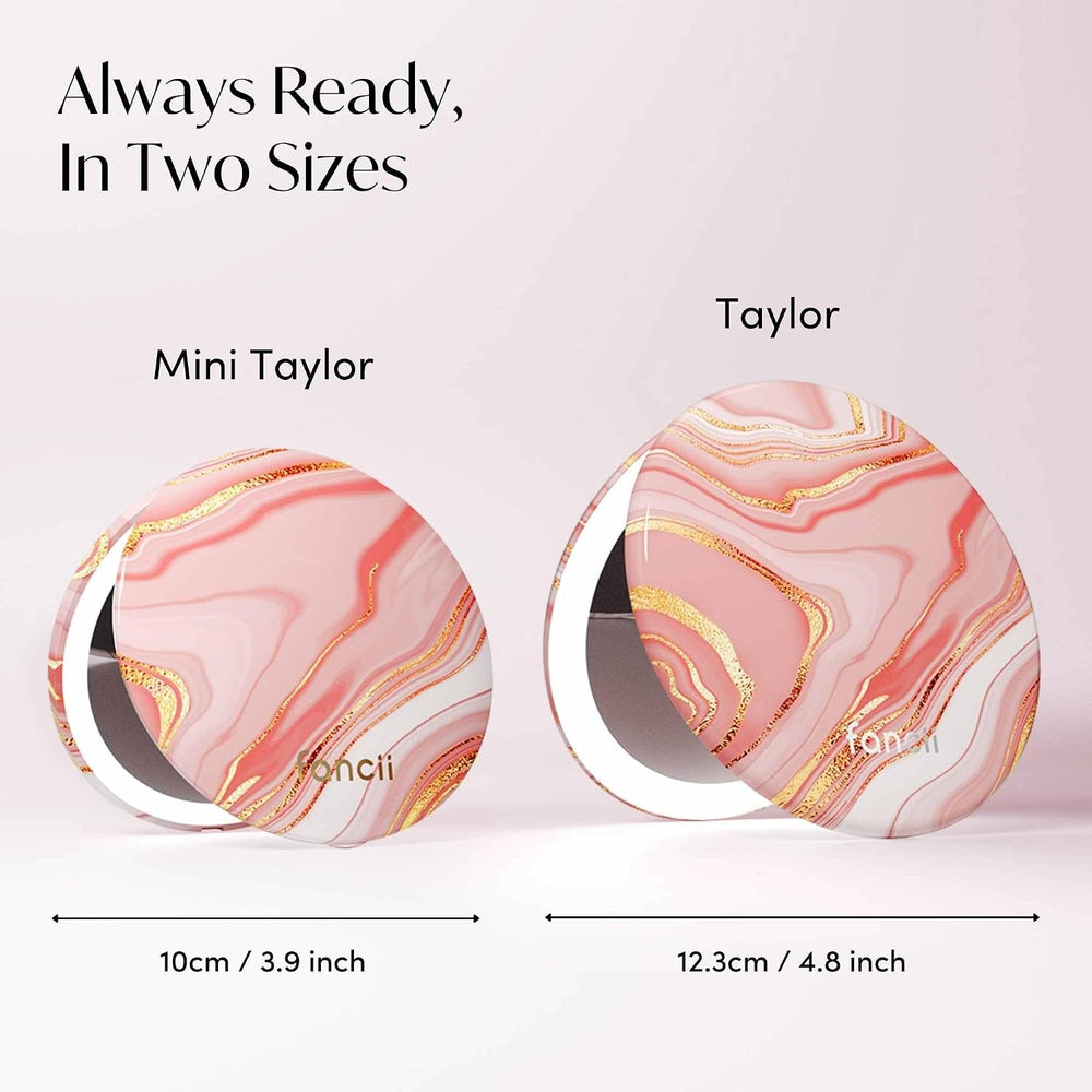 Fancii Mini Taylor Compact Magnifying Mirror with LED Light, 10x/1x, Recharge...