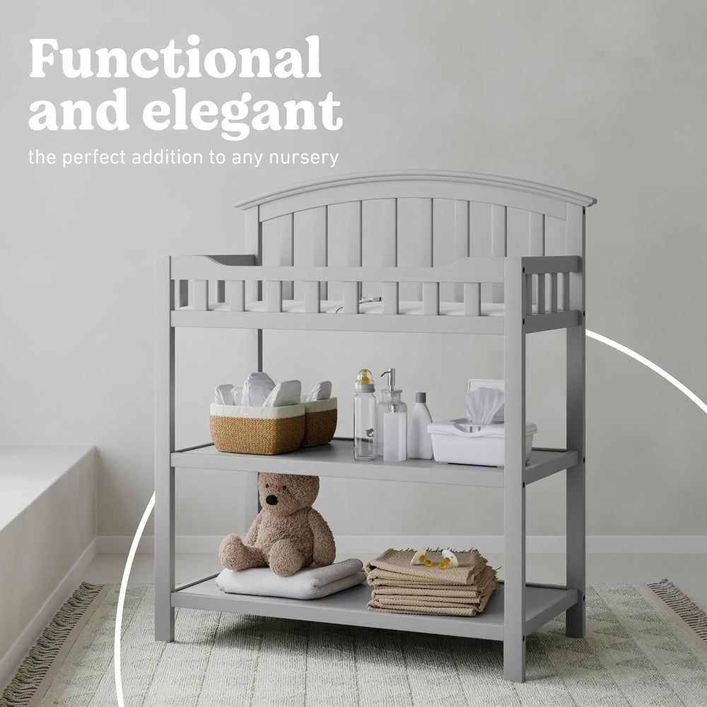 Graco Changing Table with Water-Resistant Changing Pad, Pebble Gray