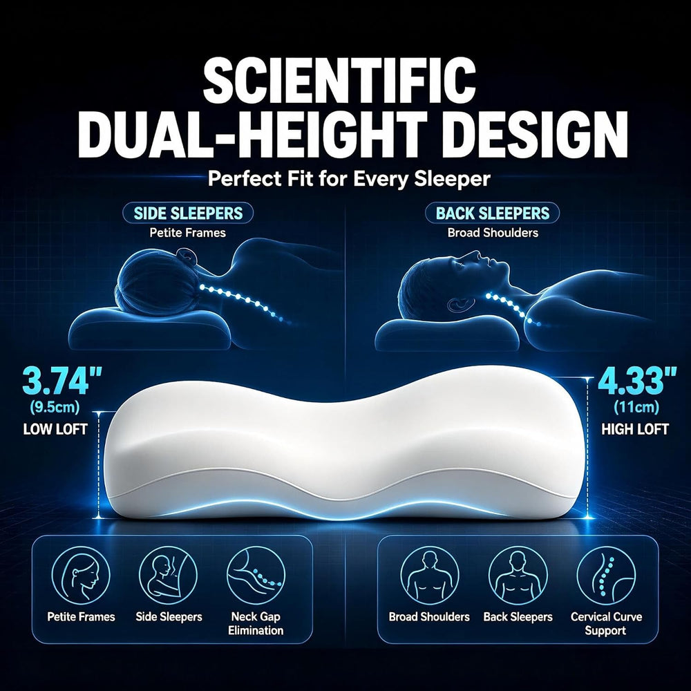 Cervical Neck Pillow for Neck Pain Relief, Ergonomic Side Sleeper Cloud Deep ...