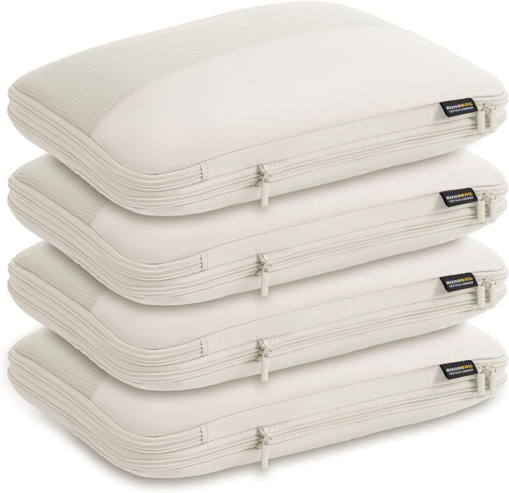 4 Large Compression Packing Cubes for 7–14 Day Travel, Off White
