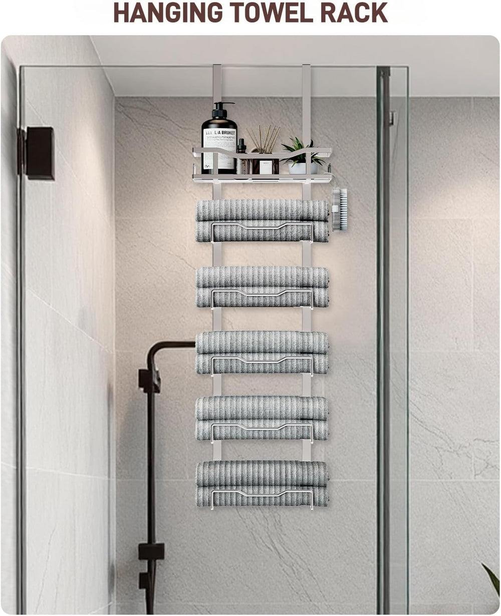 Aetyord Hanging Towel Racks for Bathroom No Drill - Over The Door 6-Tier Bath...