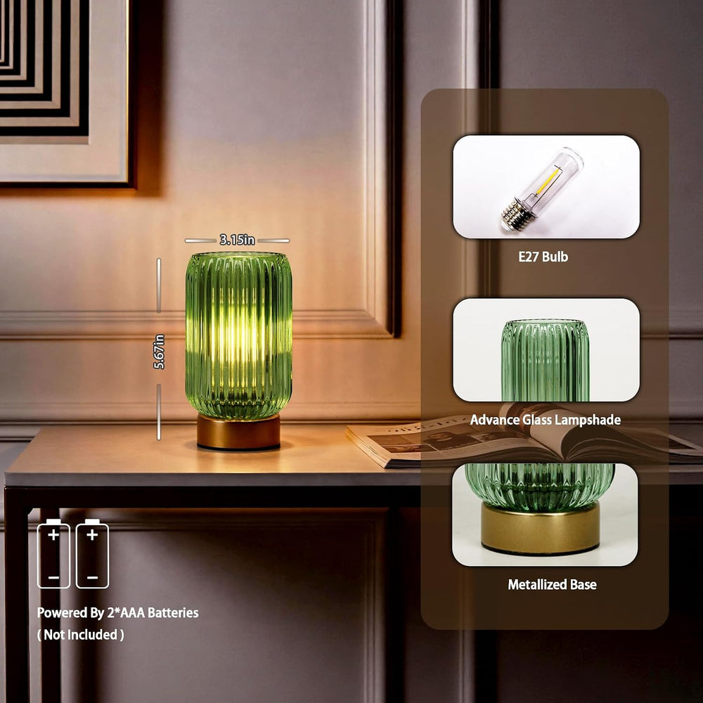 MJ PREMIER Battery Operated Lamp, Small Cordless Lamp with Timer, Green*2