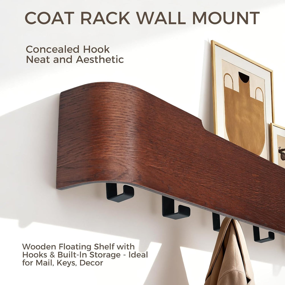 Coat Rack Wall Mount with Shelf Entryway Shelf Modern Key Holder Hanger Wall ...