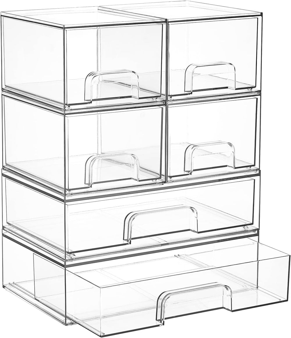 Vtopmart Stackable Storage Drawers Set of 6, Plastic Organizer Bins