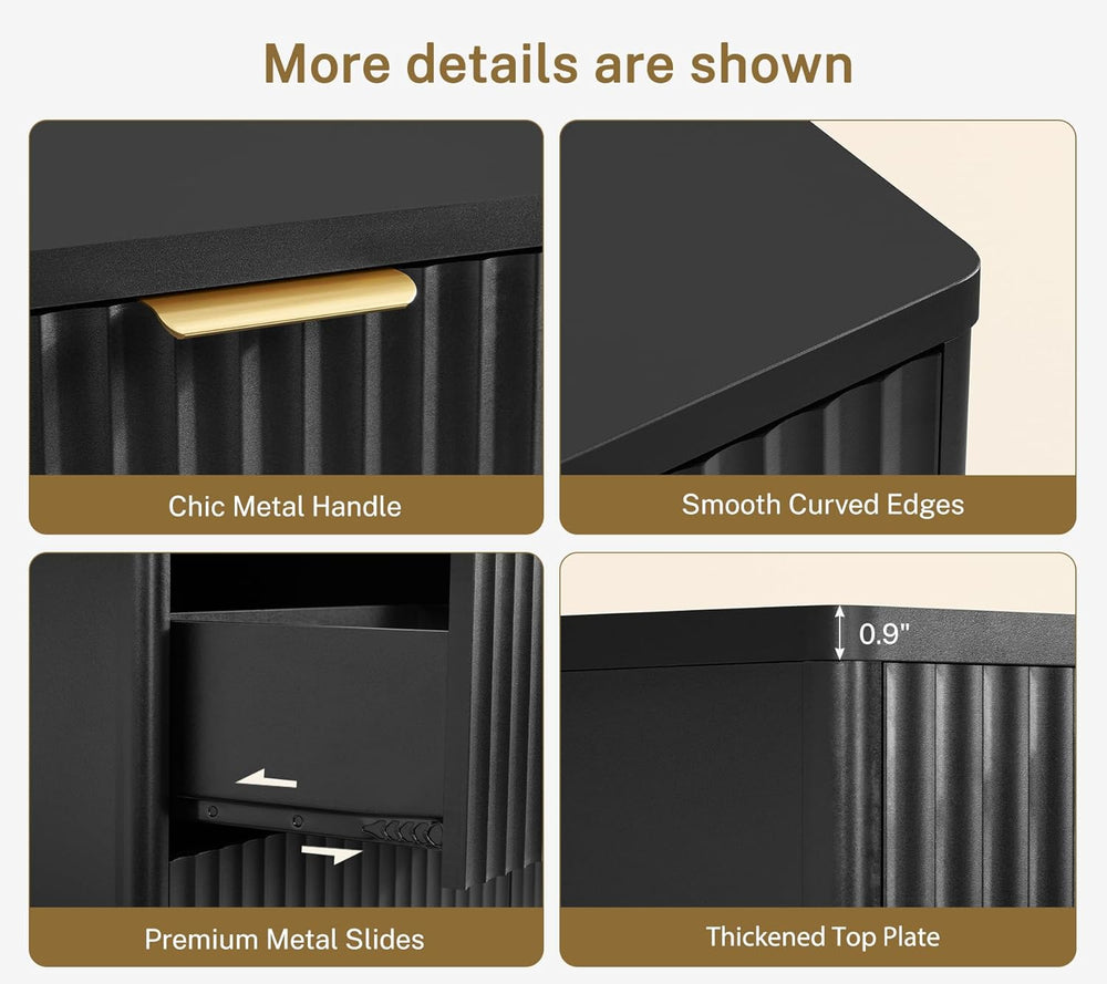 TEENFON Fluted 6 Drawer Dresser for Bedroom, Wide Modern Chest of Drawers wit...