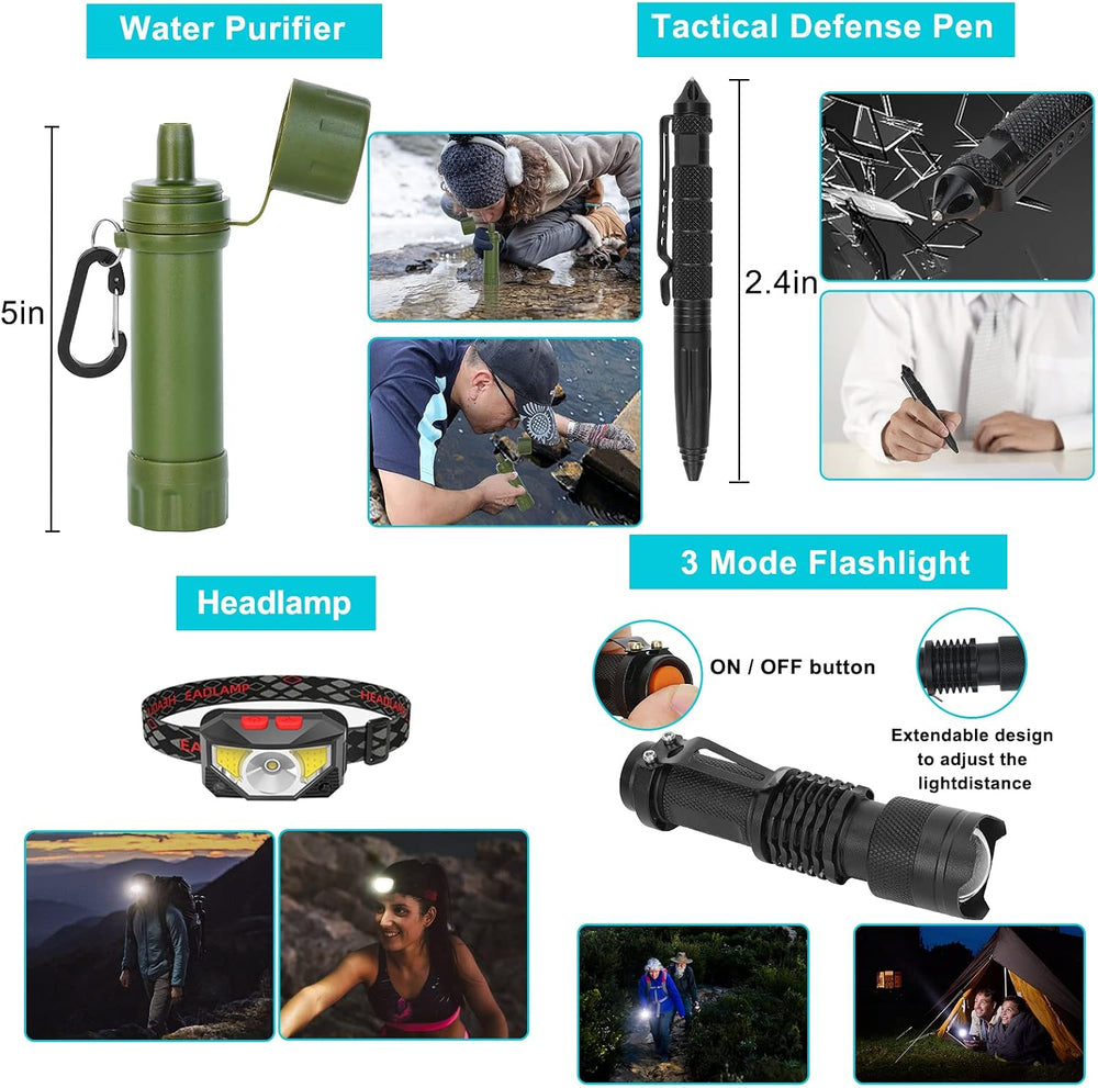 Survival Gear Professional Kit and Large Camping Backpack,First Aid Kit for A...