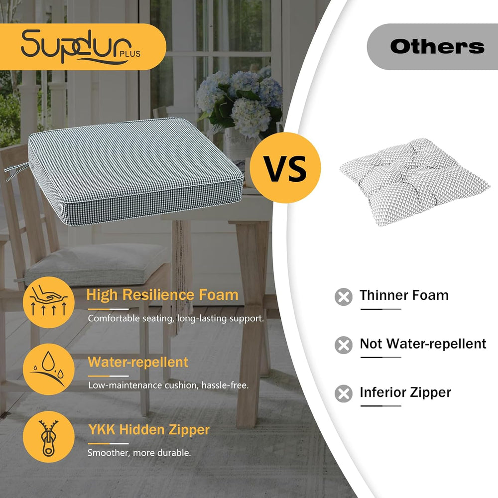 Outdoor Square Corner Seat Cushion, 19"x19"x3", Set of 4, Non ...