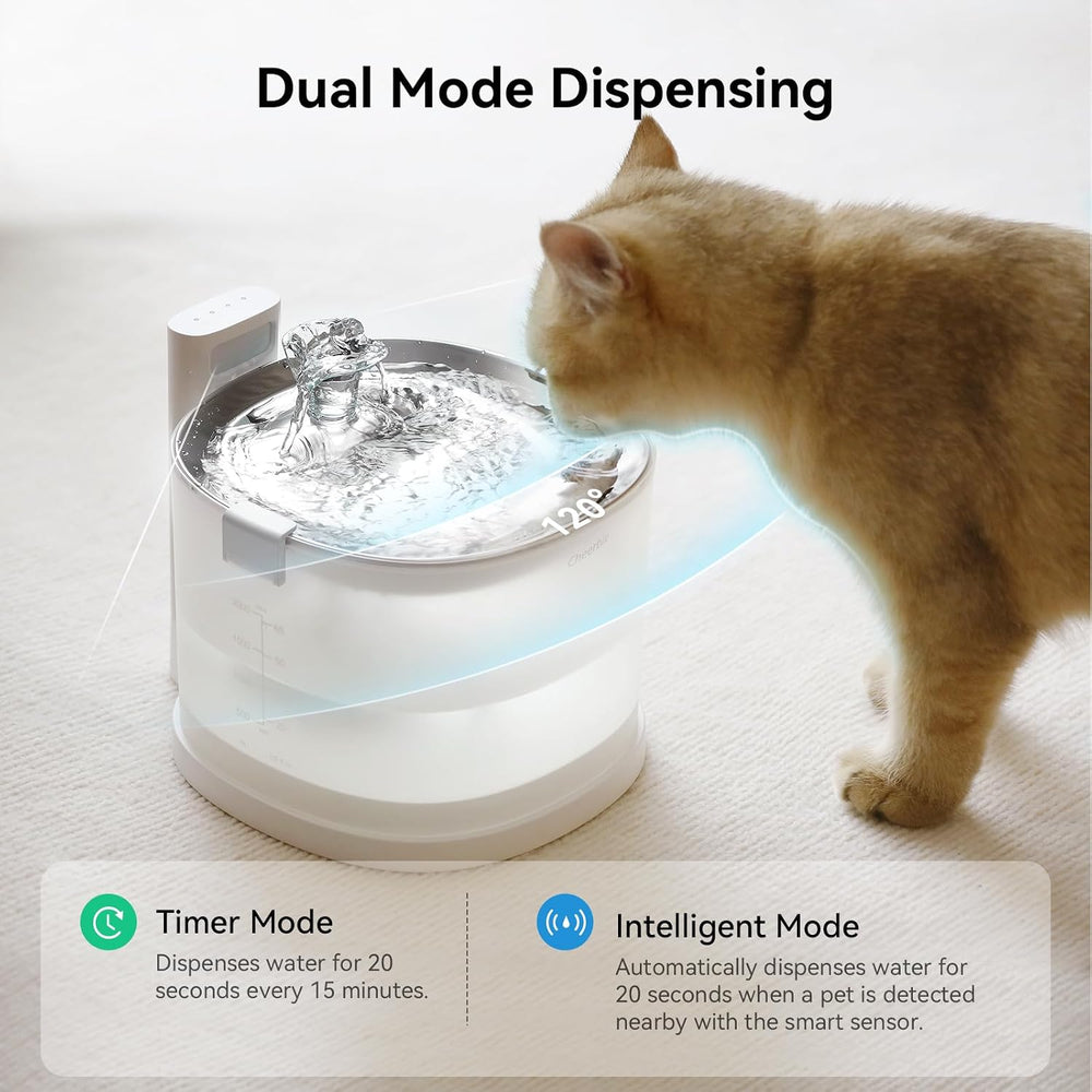 Cheerble Pumpless Pet Fountain Elfin E1+ with 9 Extra Filters, Wireless Pet F...