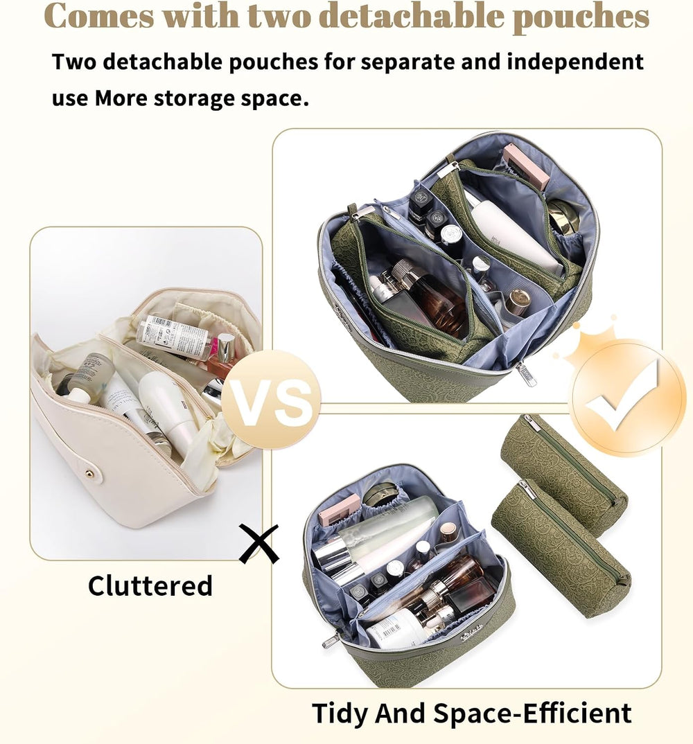 BOYATU Travel Makeup Bags Cosmetic Organizer Bag: 3 Pcs Set Large Capacity Ma...