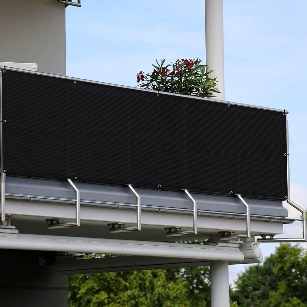 SUNLAX Custom Size 2.5'x26' Black Balcony Privacy Screen 90% UV Block